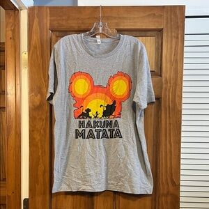 Disney Lion King characters in Sunset Mickey Head Short Sleeve Tee Shirt Top